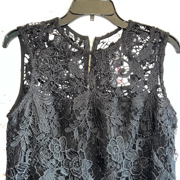 Nanett Lepore M black lace tank zipper back lined NWT high neck lined - Picture 2 of 9